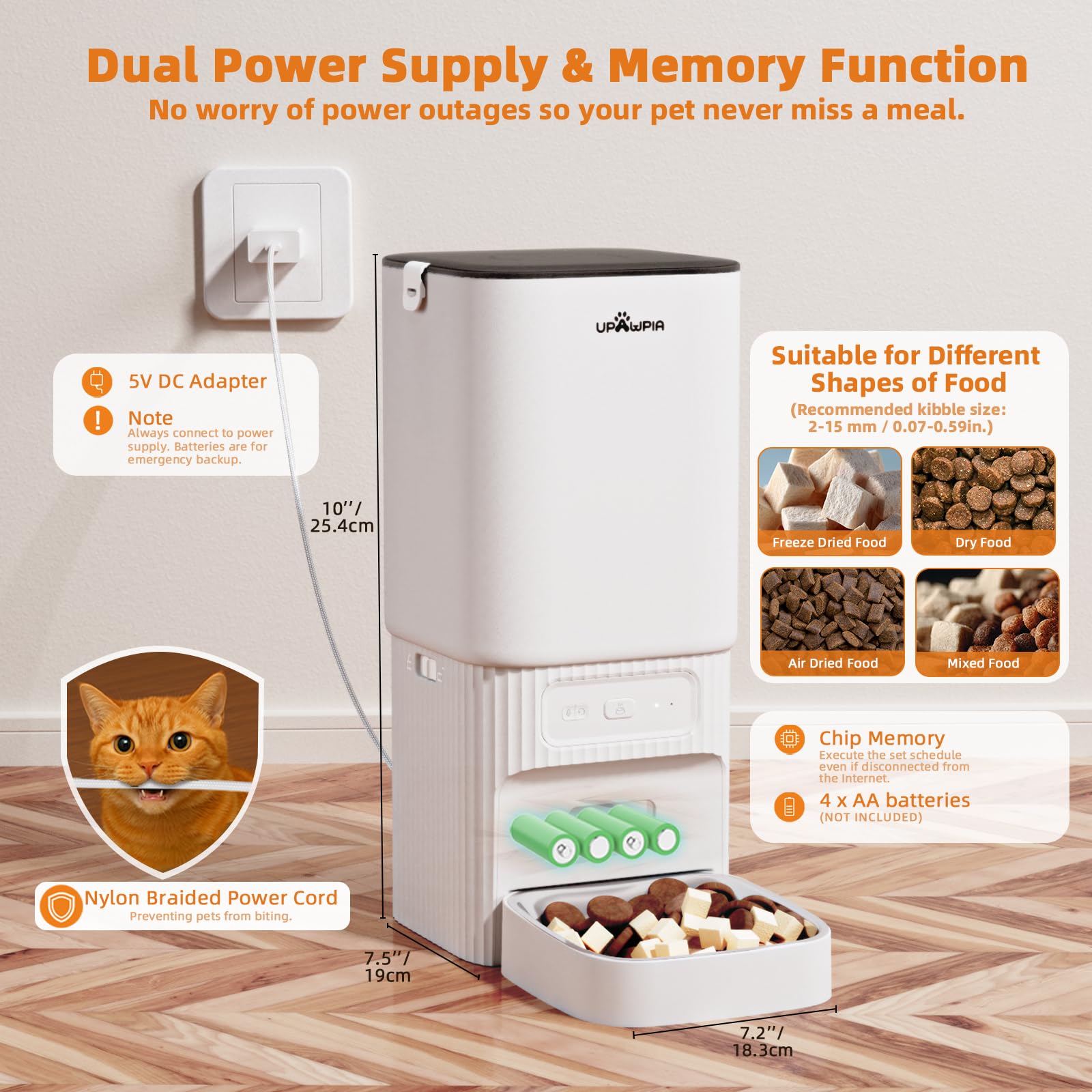 Automatic Cat Feeder 7L/29Cup Automatic Dog Feeder 5G/2.4G WiFi Programmable Cat Food Dispenser APP Remote Feed 15 Meal 50 Portion Dog Food Dispenser 10s Voice Record with Desiccant Bag - image 4
