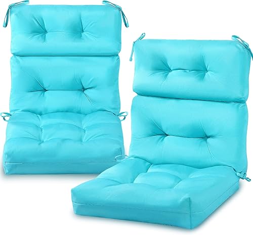 Geelin Cojín de respaldo alto para silla de patio para interiores y exteriores, cojines copetudos para silla de patio, impermeables, cojines de