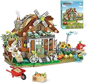 Conjunto de Blocos de Montar Construção Fazenda em Miniatura - Modelos Criativos de Animais de Fazenda, Blocos DIY