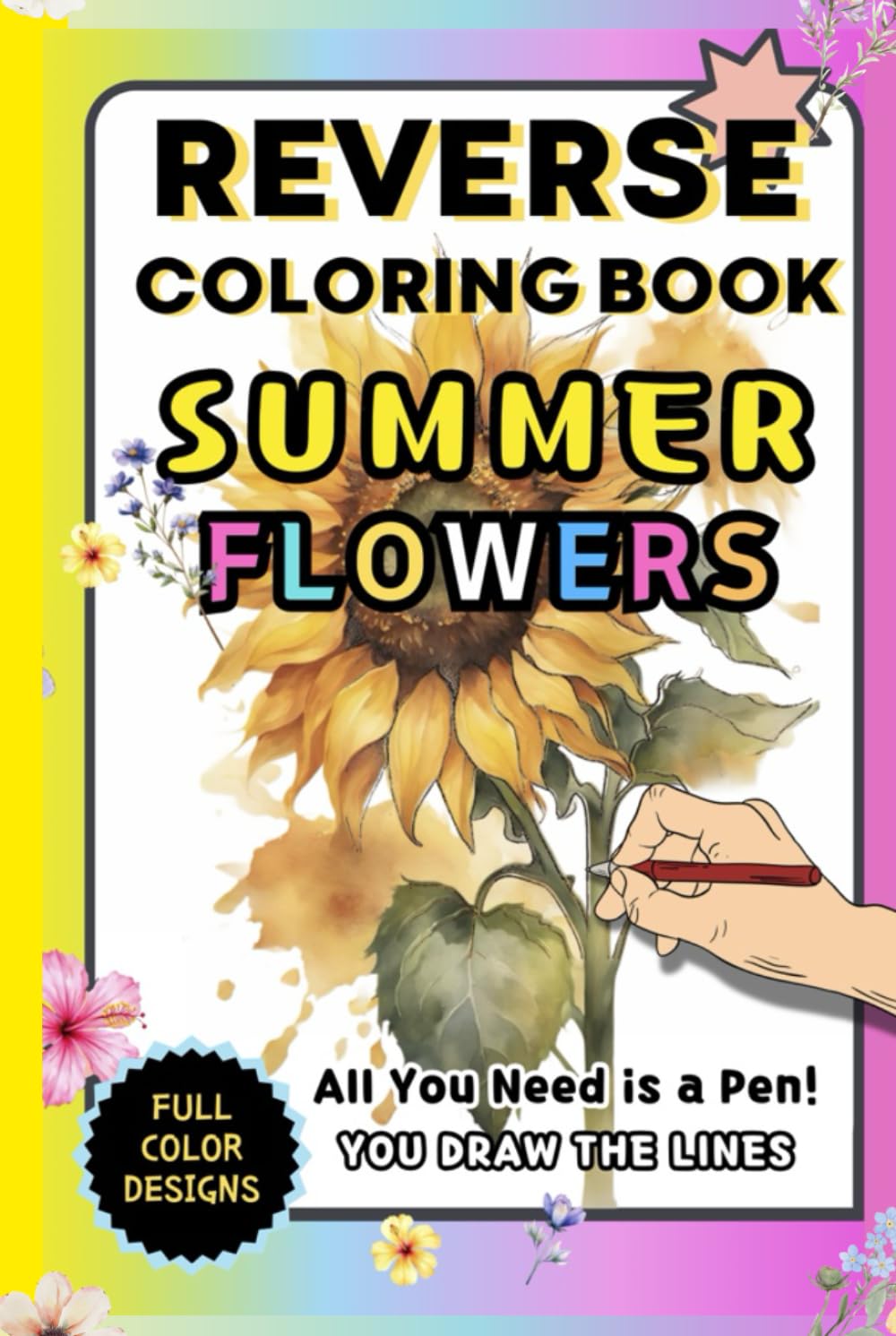 Livre de coloriage inversé botanique tracé lignes et doodles