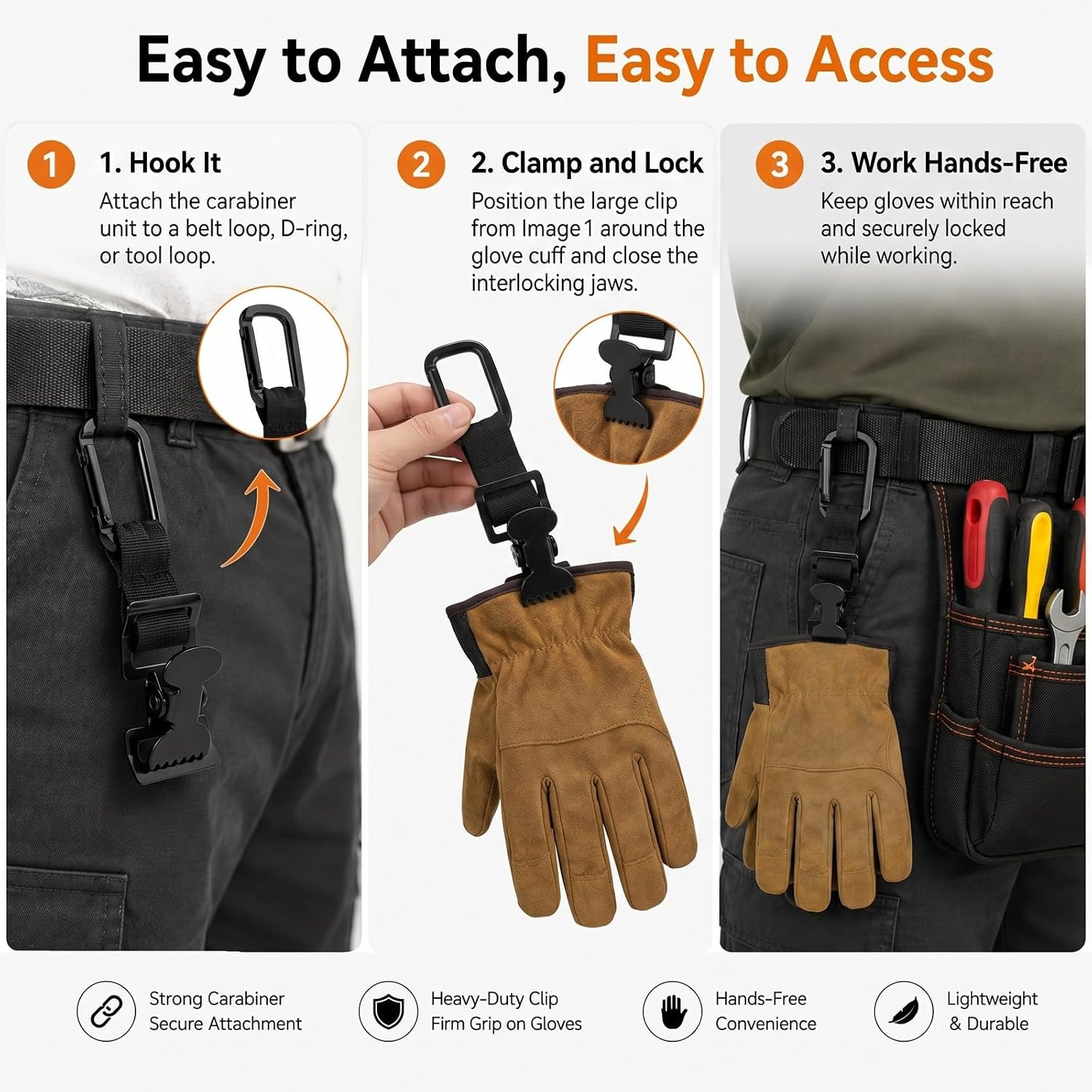 4 Pack Firefighter Glove Strap Clips Heavy Duty Metal Glove Holder Clips, Black Tactical Hand Gear Grip for Belt, Gear, Wild Work Gloves Keeper for Firefighters Construction Workers