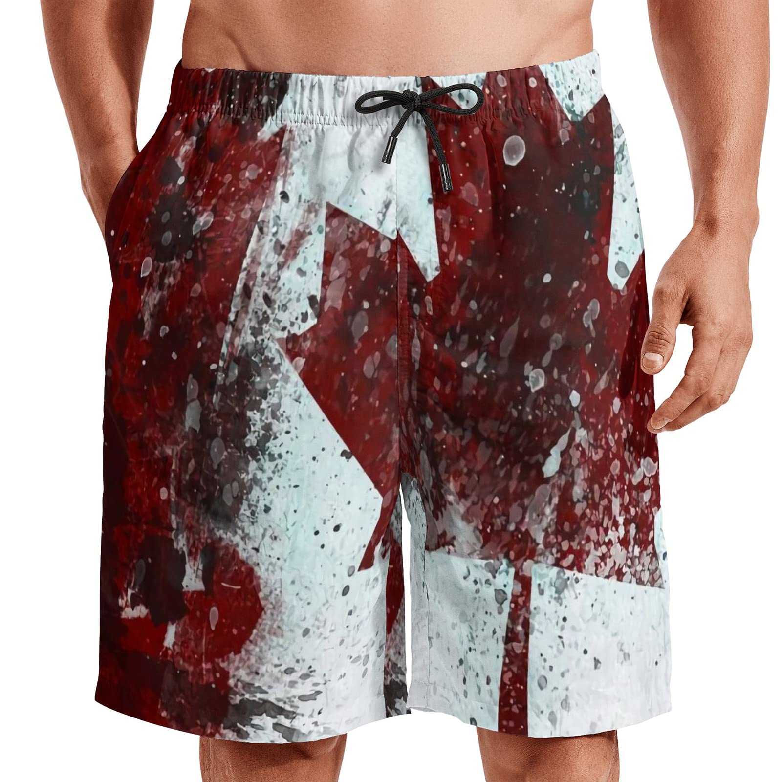 MEQUER Men Swim Shorts, Canadian Mens Bathing Suits, Quick Dry Swim Trunks with Inner Liner and Pockets