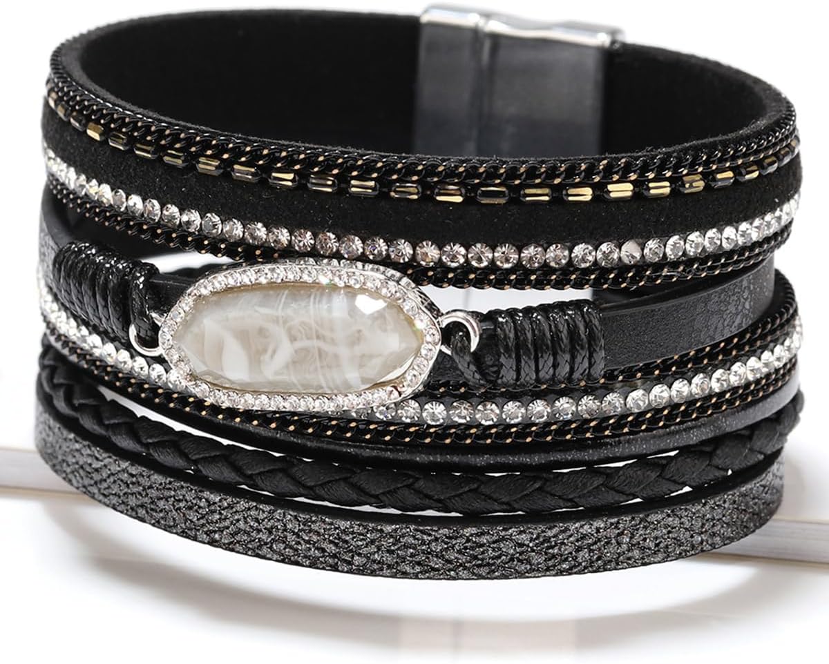 Leather multilayer bracelet Ladies bracelet women closure