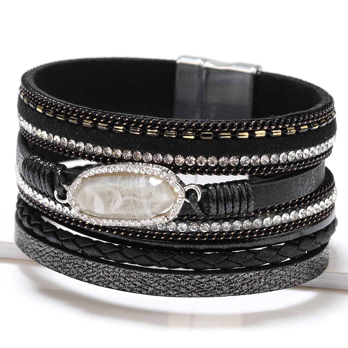 Leather multilayer bracelet Ladies bracelet women closure