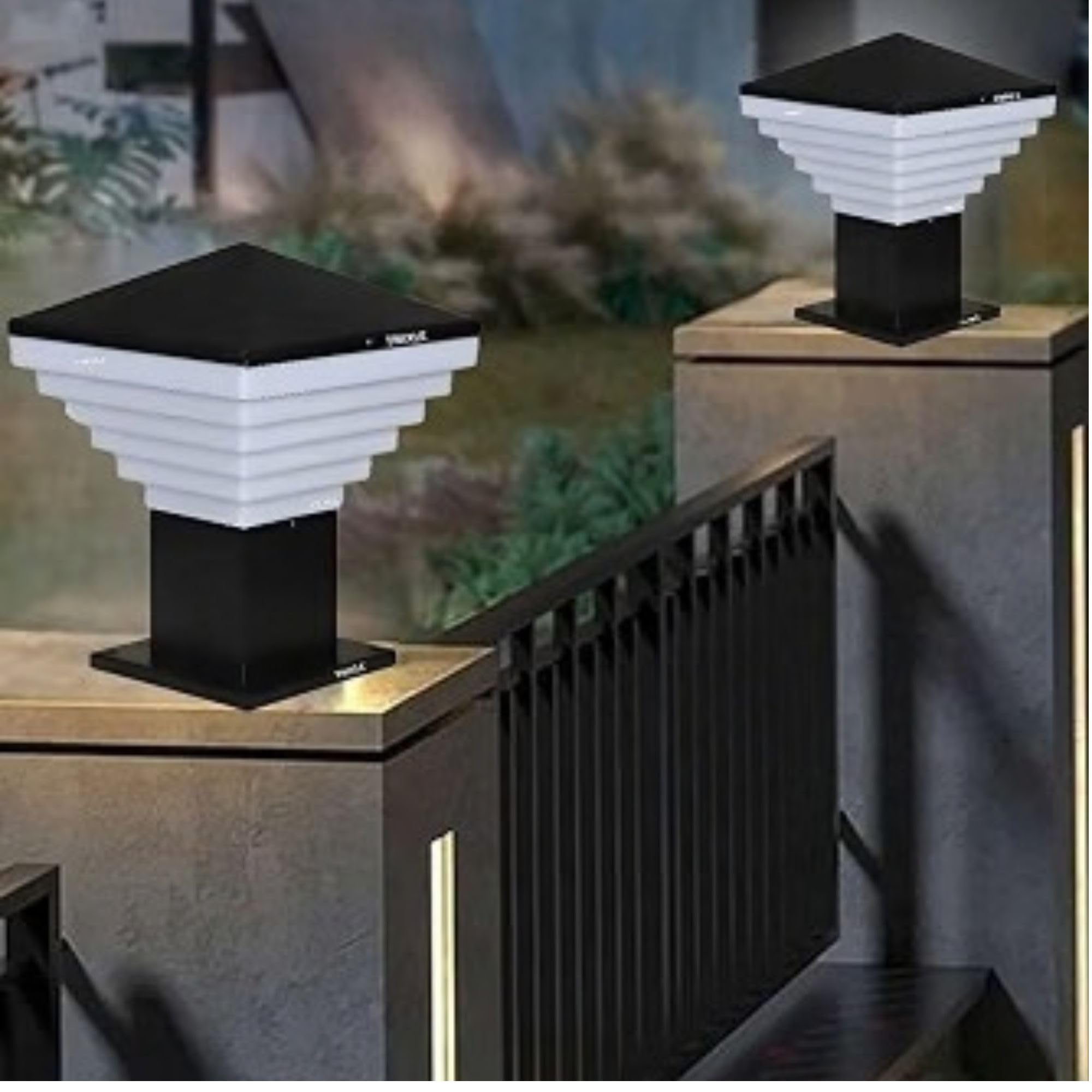 Modern Black Gate Lights - 2 Pack -9