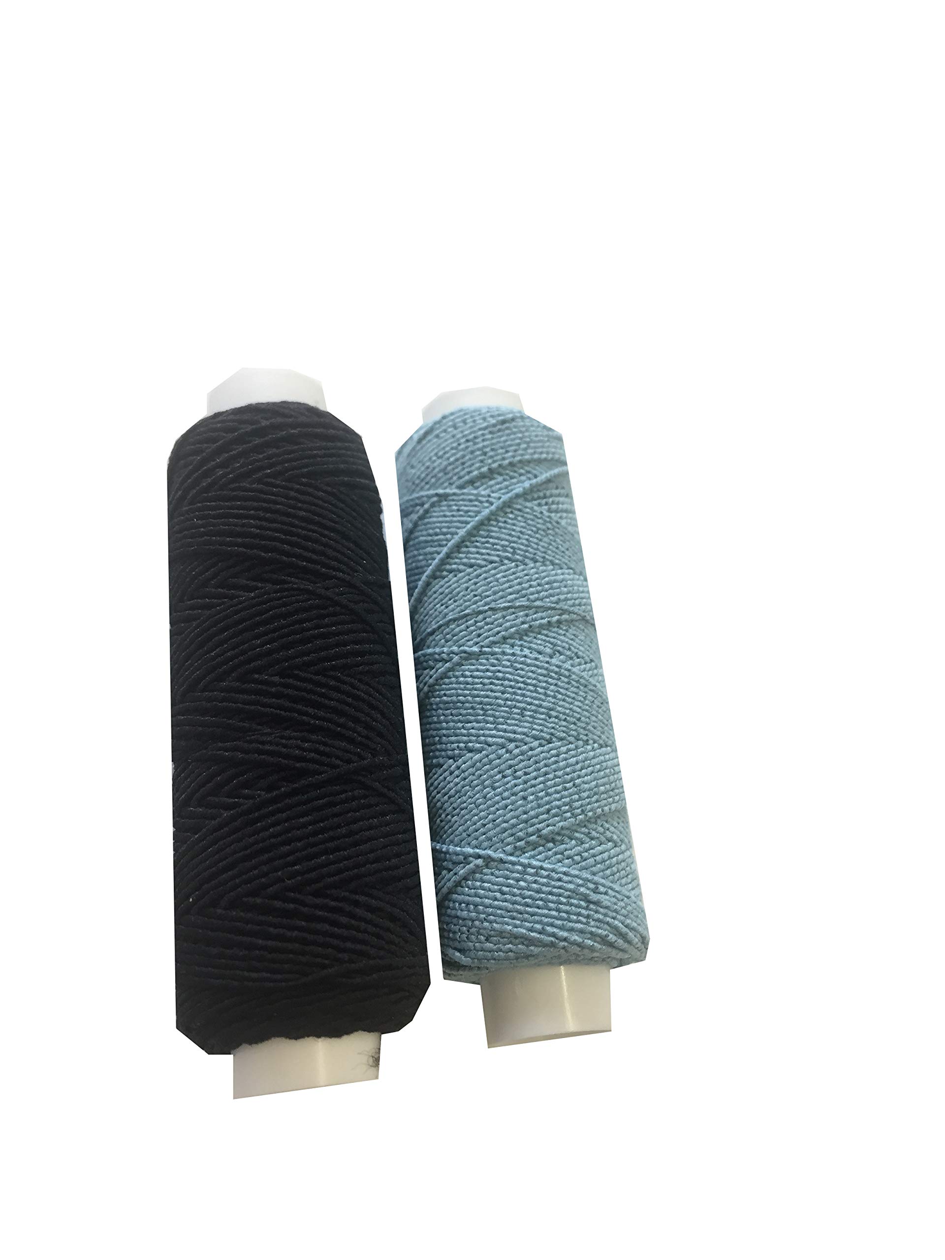 The Trimming Department Black & Mint Shirring Shearing Elastic Thread, 20 Meter Each Colour Per Spool, Pack Of 2 X 20M Spools, Sewing, Haberdashery, Craft, Smocking, Gathering, (Black & Mint), 30 Colours Available