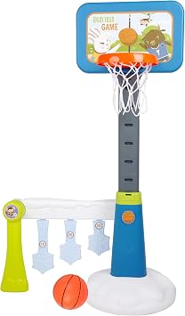 Basketball Hoop for Kids 2 in 1 Toddler Small Soccer/Football Goal and Basketball Stand Toy, Adjustable Height, Air Pump Toy Ball Included,for Indoors and Outdoors