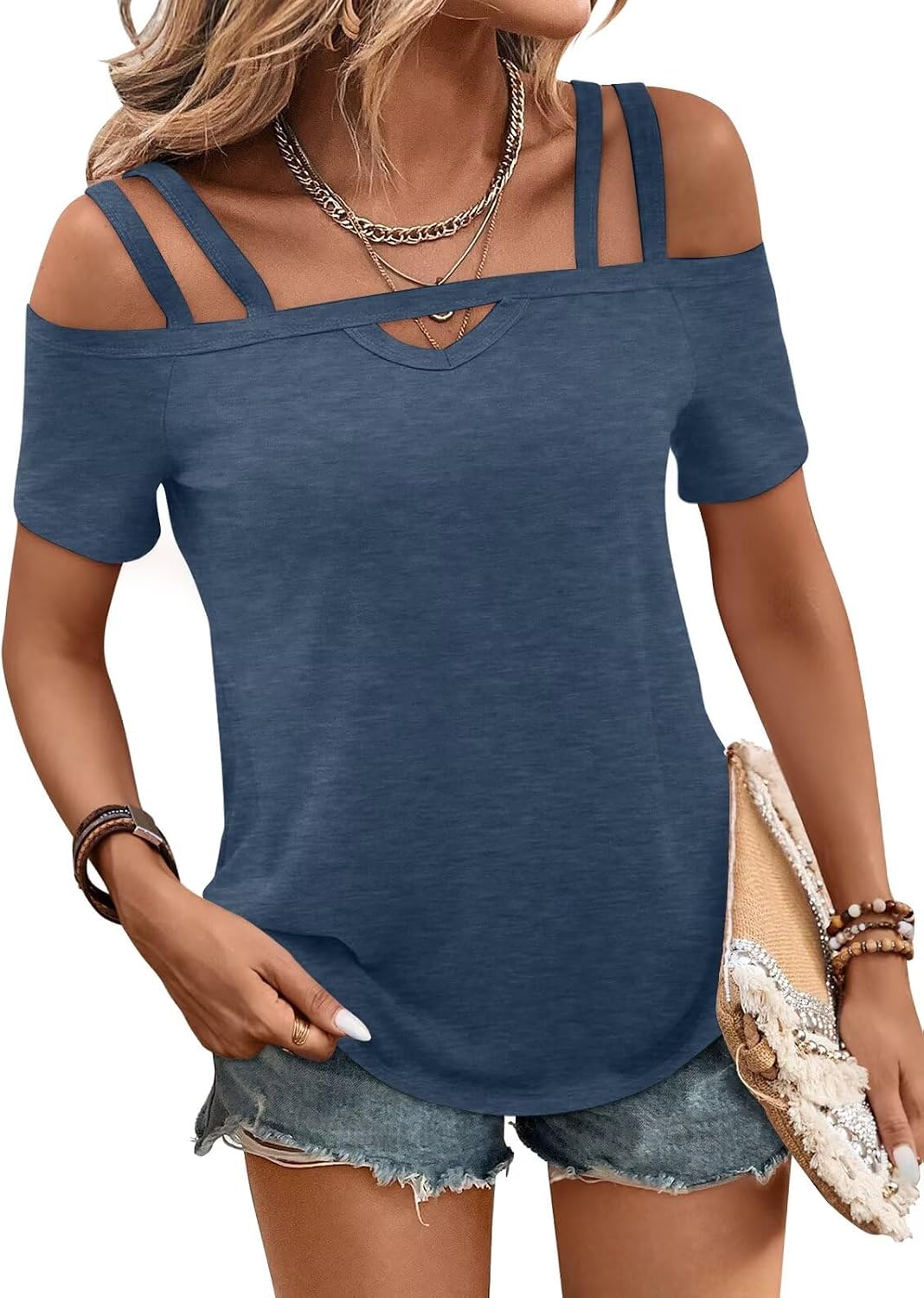 Bliwov Top Donna Con Maniche In Pizzo | Girocollo, Vestibilità Larga, Leggero, Primavera/Estate, Taglie Forti