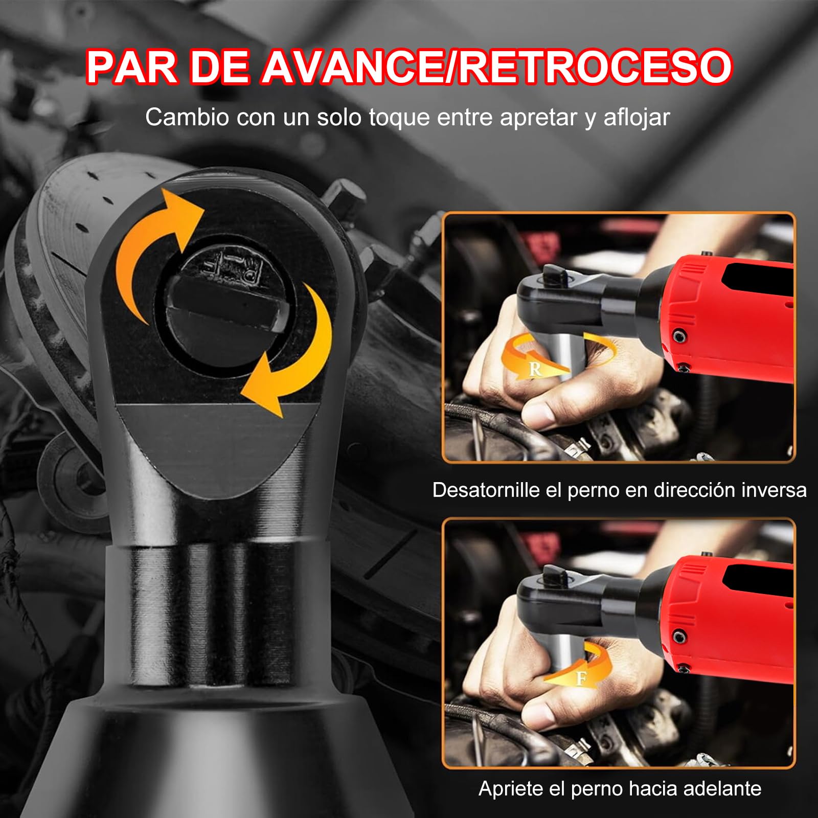 Llave de Carraca Eléctrica Inalámbrica, 12V 3/8" juego de llaves de trinquete eléctricas 35 Nm con 2 baterías de 1500 mAh y 7 enchufes para Reparación de Automóviles y Mantenimiento de Fontanería