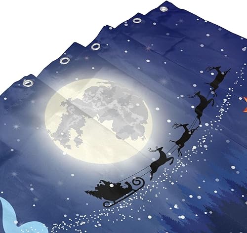 Miniatura 4 de ubnlkto Cortina de ducha roja de Navidad, cortina de baño con copos de nieve brillantes, decoración de baño, tela de poliéster lavable y duradera