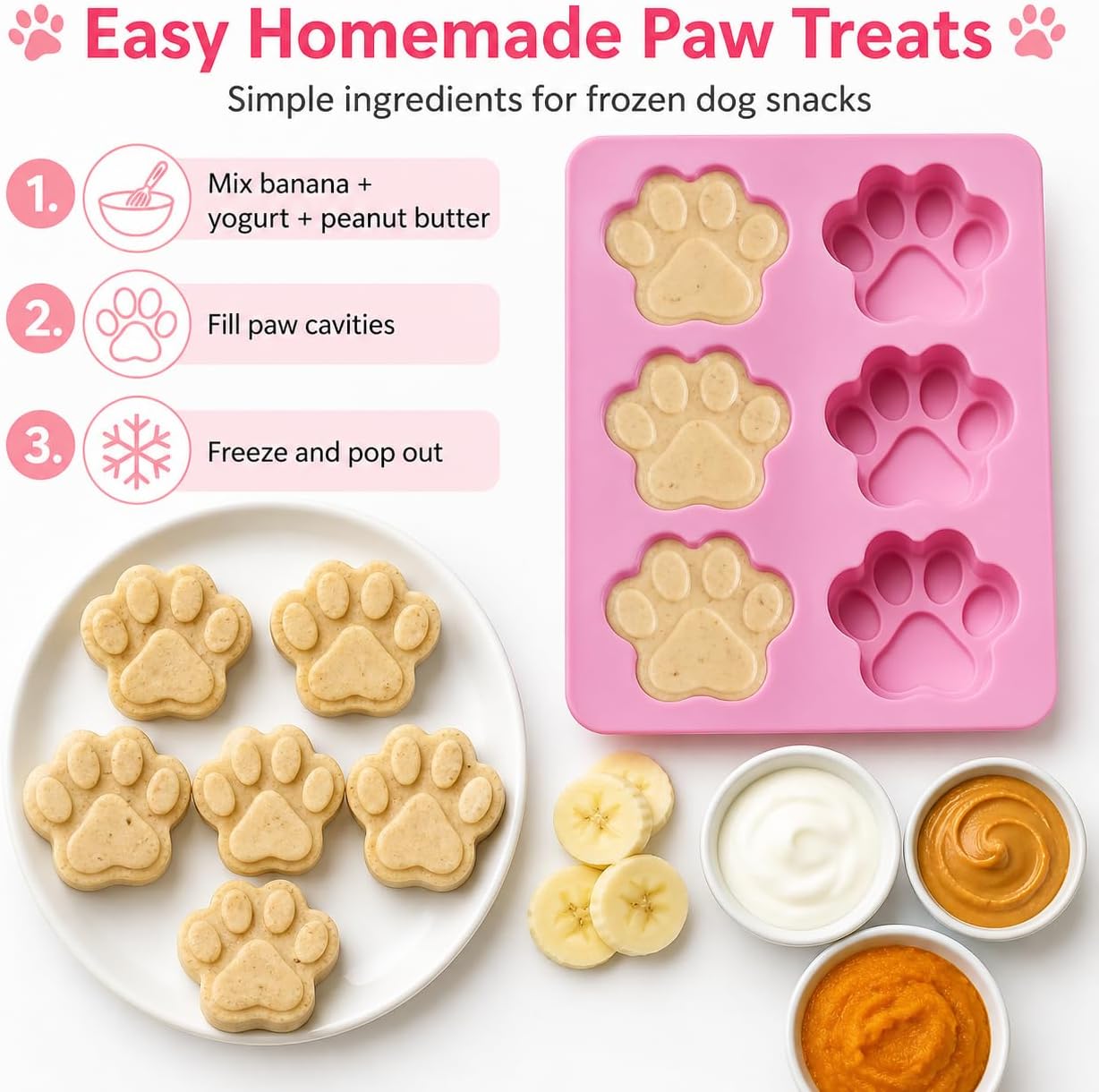 Set of 3 Pack X Silicone Dog Pet Animal Paw Print Ice Cube Chocolate Soap Candle Tray Mold Party Maker