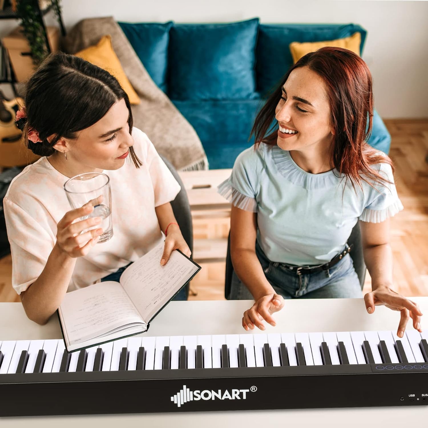 GOPLUS Piano Digital 88 Teclas Portátil, Piano Electrónico Teclado con Función MIDI Bluetooth, 128 Tonos, 128 Ritmos, Pedal y Bolsa de Transporte, Piano Multifuncional para Niños y Principiantes