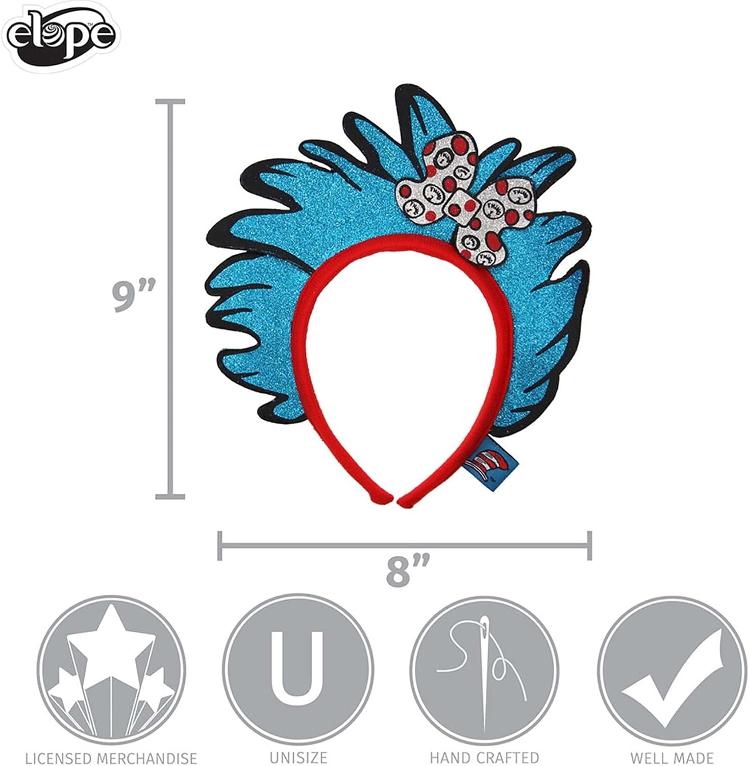 elope Thing 1 & 2 Glitter Costume Headband - Officially Licensed with Foam Glitter Hair