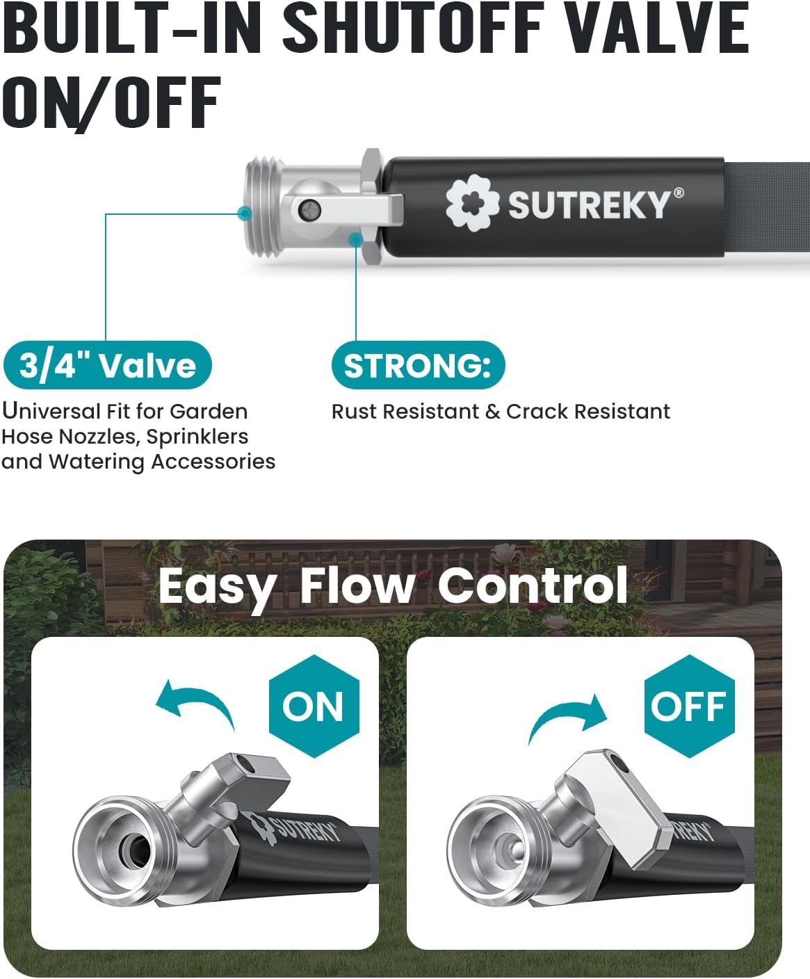 Garden Hose 50ft – Ultra-Light, Kink-Free, High-Pressure, Abrasion-Resistant, Durable, All-Weather, Eco-Friendly