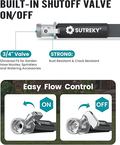 Miniatura 4 de Manguera de jardín de 100 pies, manguera de agua ultraligera para todo tipo de clima, duradera y flexible, válvula integrada, conexiones sin fugas,