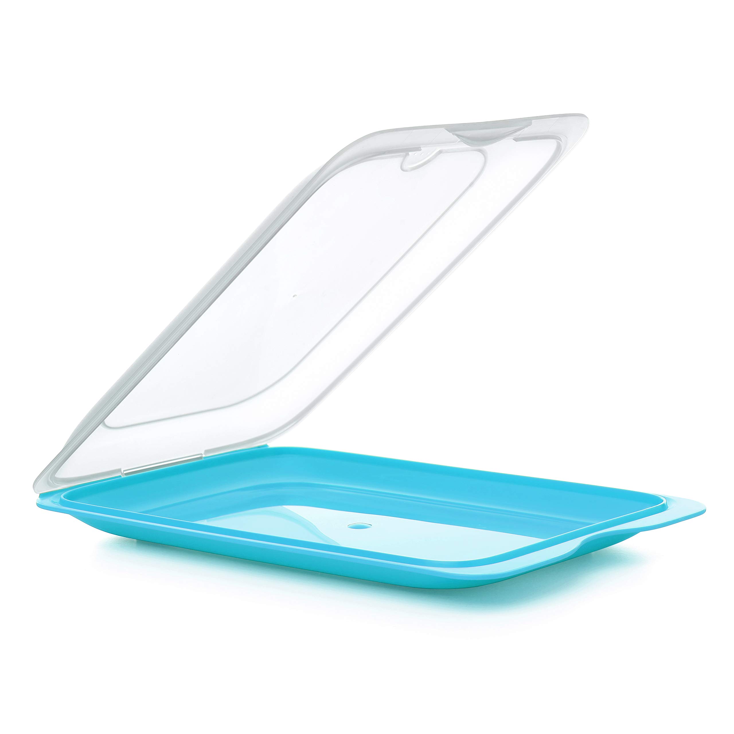 TATAY Set of 3 Cold Meat Containers with Lid, BPA Free, Reusable, Stackable, Dishwasher and Microwave Safe, Turquoise Colour. Sizes 17 x 3,2 x 25,2 cm Fridge boxes - Set 3