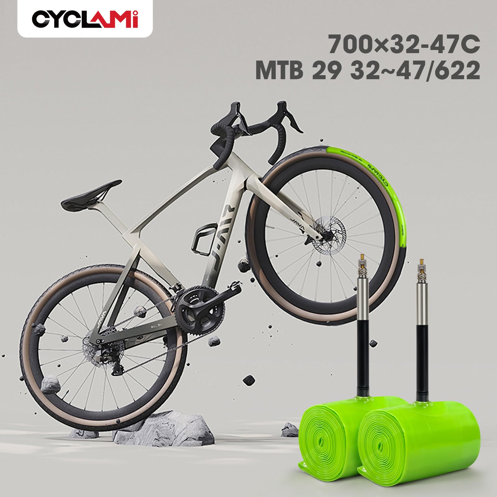 TPU Schlauch Rennrad 4 Stück TPU Schlauch für Rennrad 700C x 23C/25C/28C/30C/32C,Gravel 700C x 32-47-622,MTB29 X 1.9-2.5,1 *Reifenheber