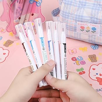 ペン2本 Amazon.co.jp: 2 ライン ペン,6 個のダブル ライン マーカー | 2