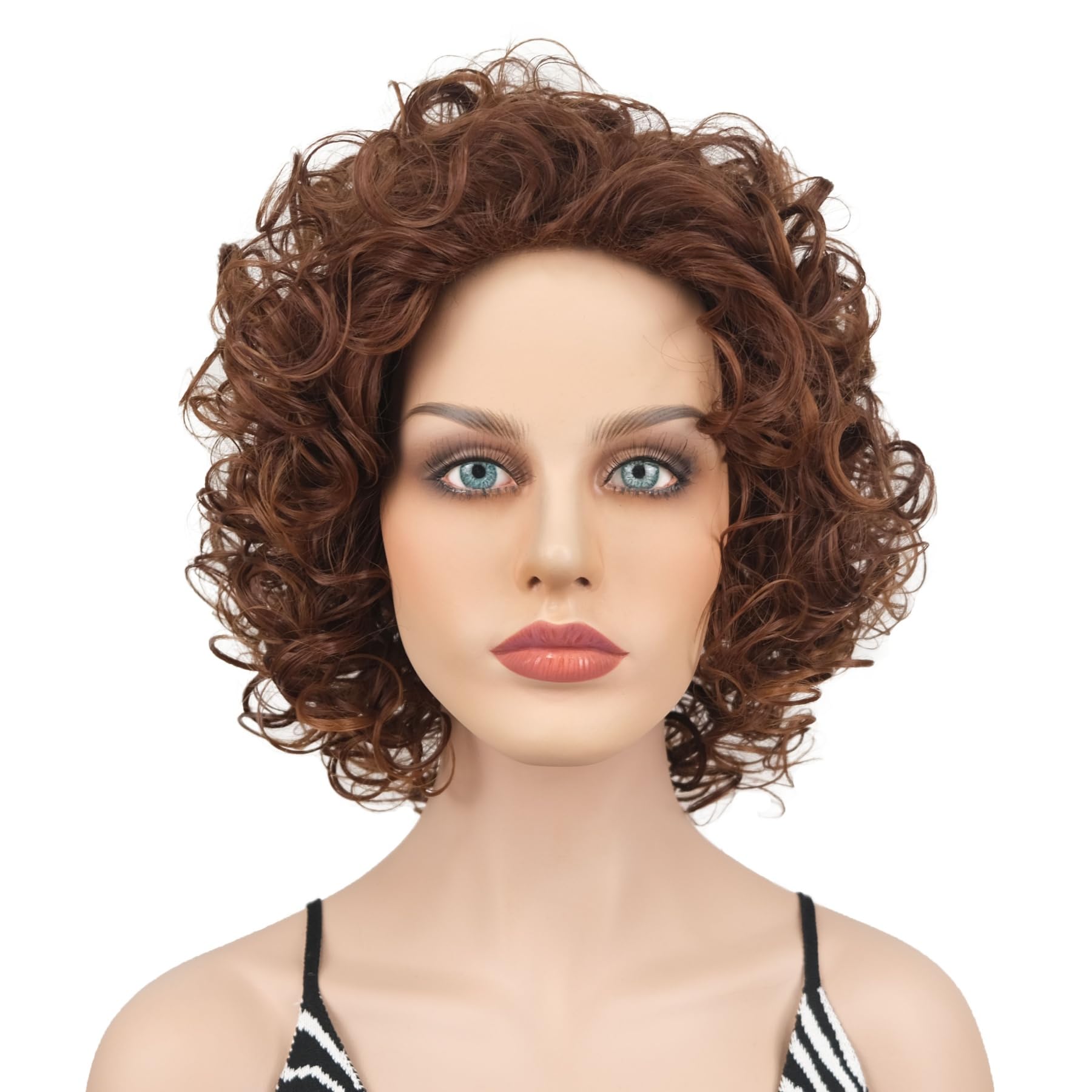 Sponsored Ad - Wiginway Short Curly Synthetic Wigs Women Costume Wig Natural Looking, Auburn Mixed Wigs, 8 Inch(33T30)