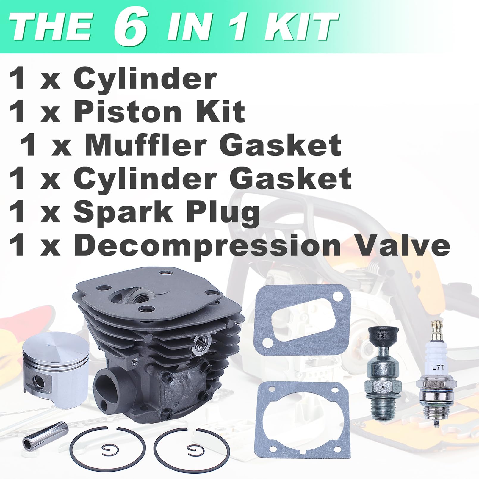 Nikasil Plated 44mm Chainsaw Cylinder Piston Gasket Replacement - Foto 13