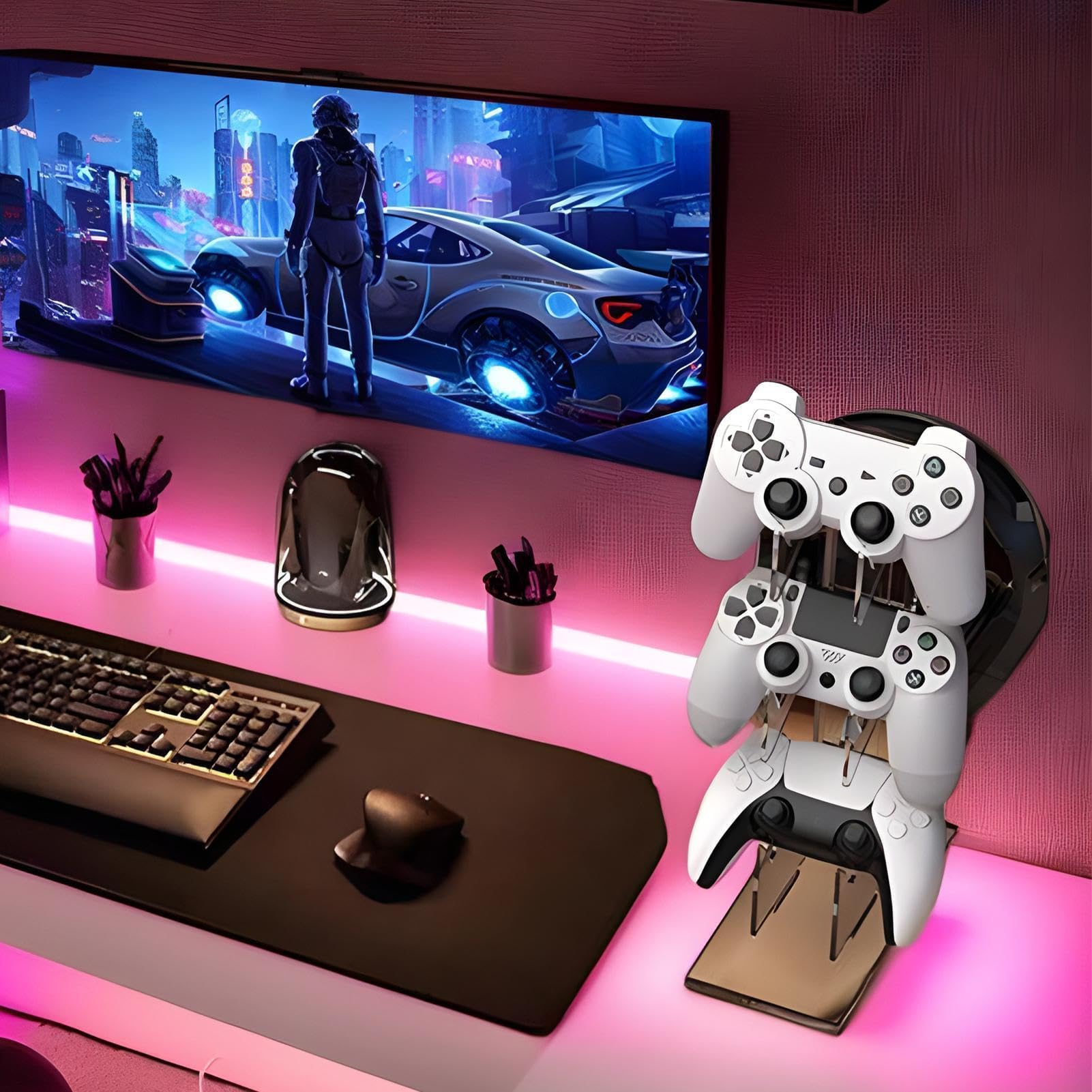 Controller-Display-Ständer, 3-stöckige Kopfhörer- und Game-Controller-Halterung für Schreibtisch, Gaming-Zubehör, stabile Unterstützung für Headsets und Controller