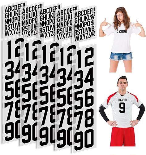 30 hojas, 270 letras para planchar y números para planchar, letras suaves de 2 pulgadas para tela y números de 0 a 9 de 8 pulgadas para ropa,