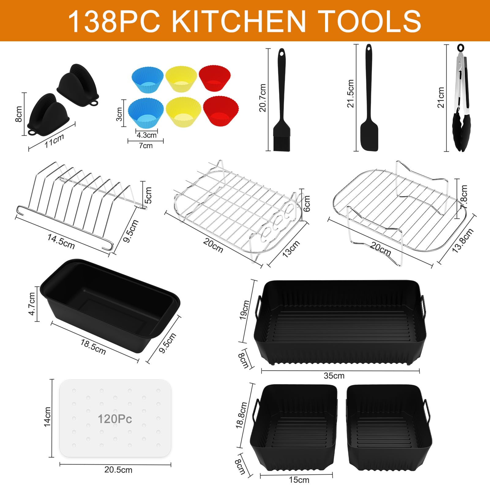 20PCS Accessoires Air Fryer Ninja AF500EU - Moules Silicone + Grille + Ustensiles Pour Ninja Foodi Flex 10.4L