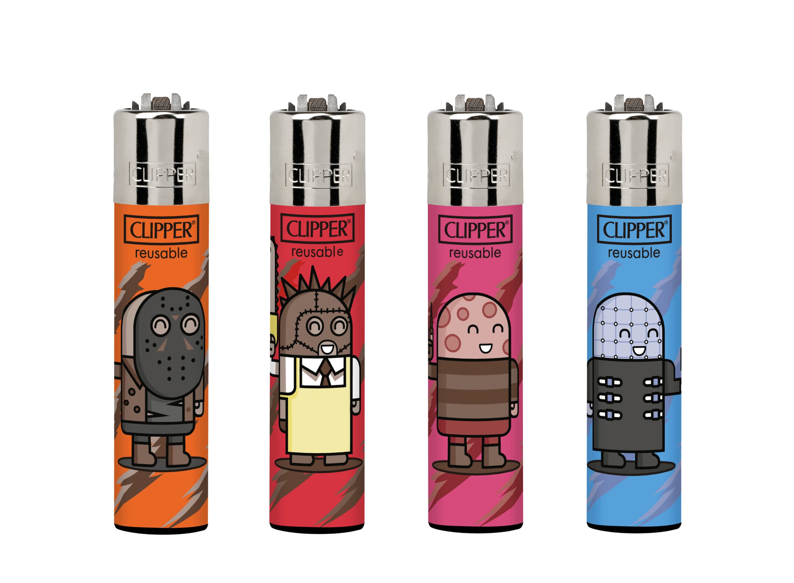 4 X CLIPPER LIGHTERS (TERROR PIXEL)