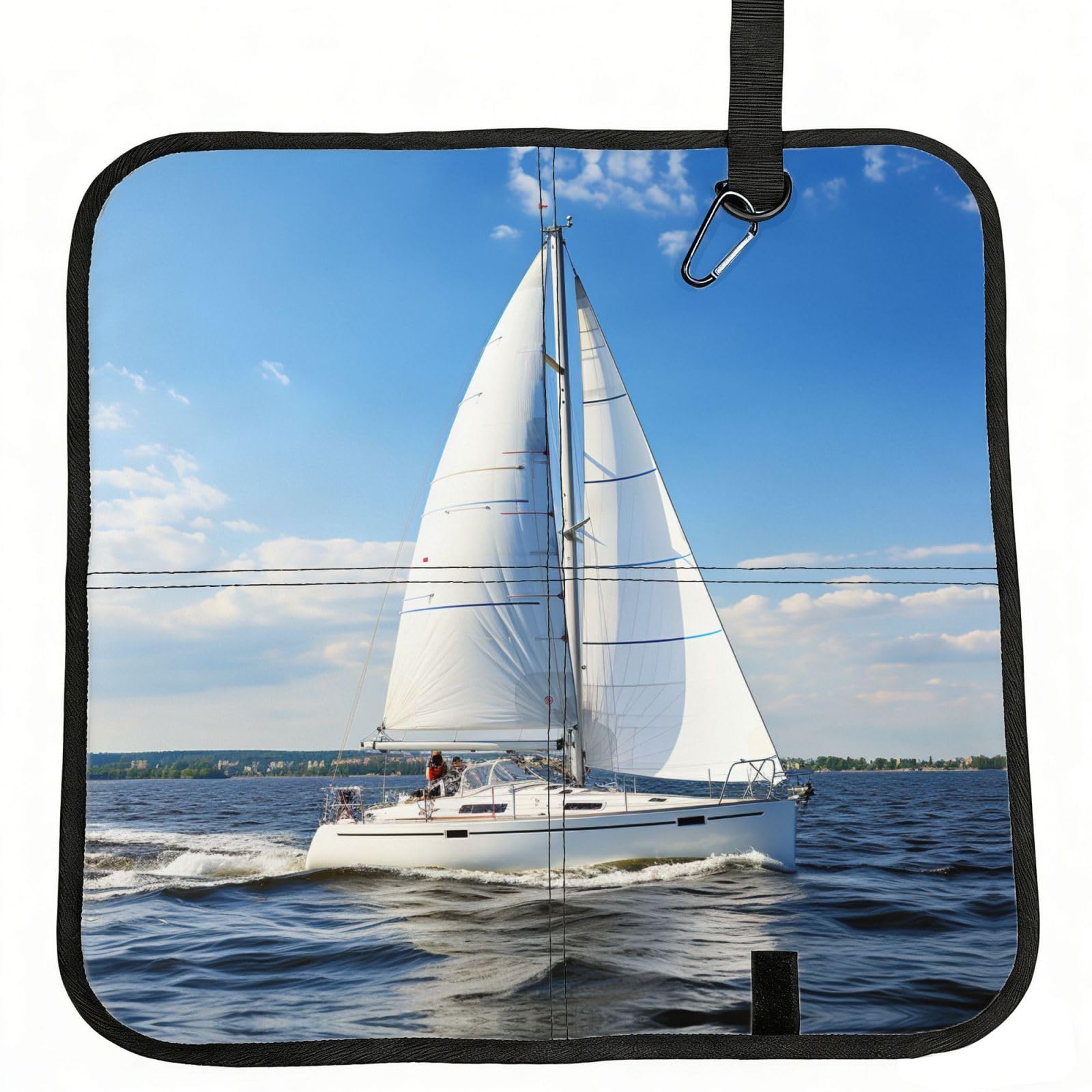 YGLHBDPBF Ocean Sailboat Print Camping seat cushion,Foldable Sitting Pads,Save Backpack Space for Hiking