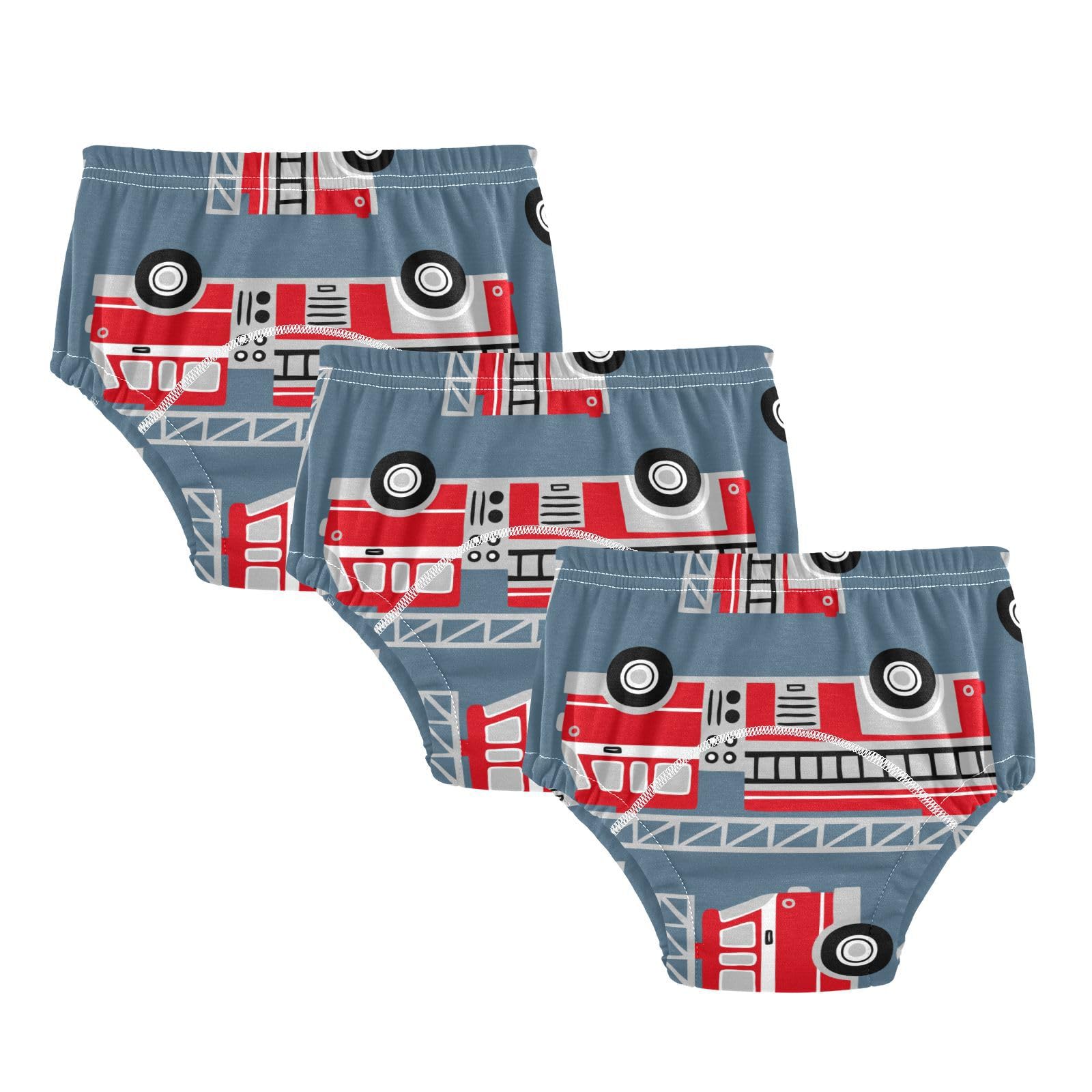 Aflyko Vehicle Potty Trainer Red Fire Engine Trucks Toddler Toilet Training Panties Comfortable Cotton 3 Pack Underpants for Baby Boys Girls 3T