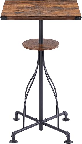 Miniatura 10 de VECELO Mesa de bar con base de metal y parte superior rectangular de MDF, muebles modernos para bistró, cóctel, pub, para sala de estar, comedor,