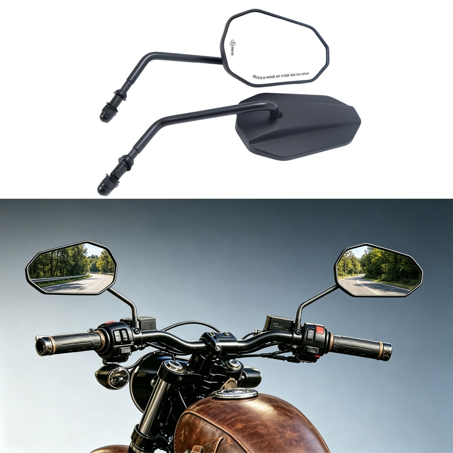 M8 Specchietti Moto Retrovisore, E9 Omologati Specchietti Laterali Moto Compatibili per Sportster Cruiser Chopper Dyna Softail Davidson Street Electra Road Glide 1982-2025