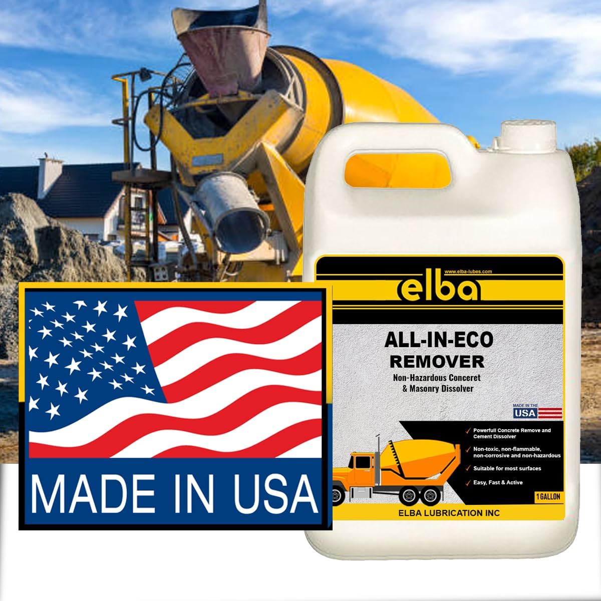 ALL-IN-ECO | RUST REMOVER | Cement remover | Remove and Dissolve Concrete, Mortar and Grout Made in USA (1GL)