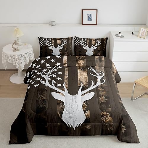 Miniatura 115 de Castle Fairy Juego de edredón con bandera estadounidense, tamaño King, ropa de cama de animales de pastor alemán para niñas y adolescentes, juego