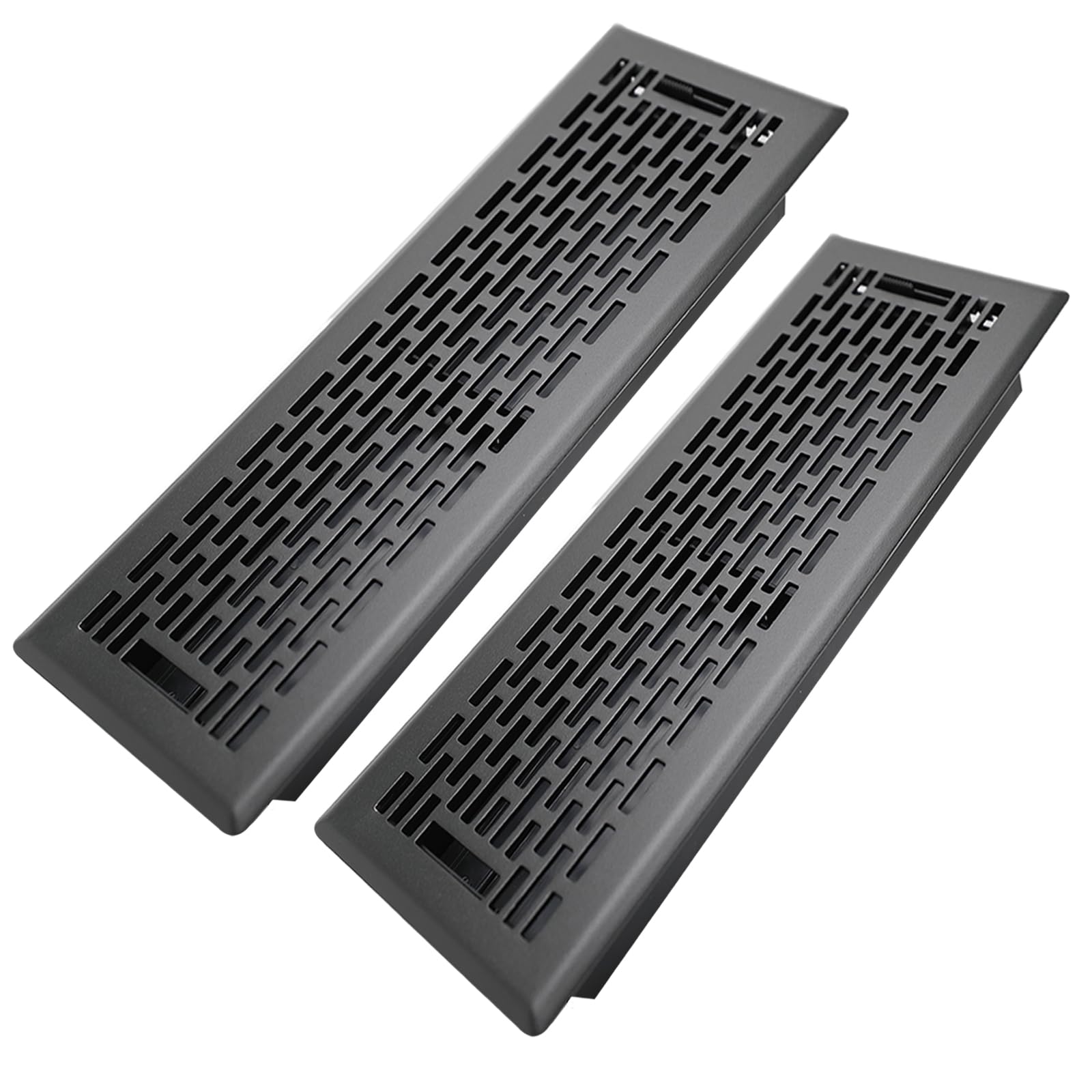 Howeall 4x14 Inches 2 Pack Heavy Duty Walkable Floor Register - Easy Adjust Air Supply Lever Decorative Floor Vent Covers, Boston Design Vent Covers for Home - Matte Black — image 1