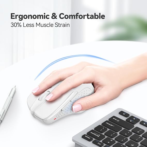 TECKNET Pro Wireless Mouse, 2600 DPI, 5 Adjustment Levels, 2.4G Ergonomic Optical Mice,