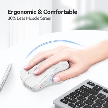 TECKNET Pro Wireless Mouse, 2600 DPI, 5 Adjustment Levels, 2.4G Ergonomic Optical Mice,