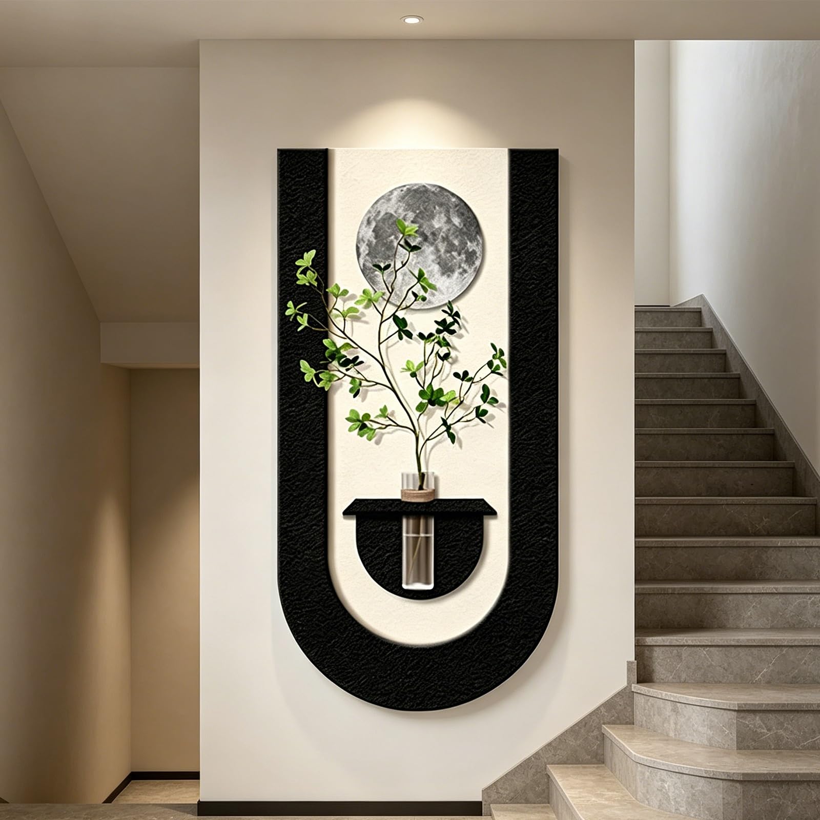 PGZMDTWI 3D Sandstone Textured LED Remote Plug-in Sculpture,Living Room Bedroom Entryway Household Wall Mural Decor(F,50 * 100CM 9.7 * 39.4IN)