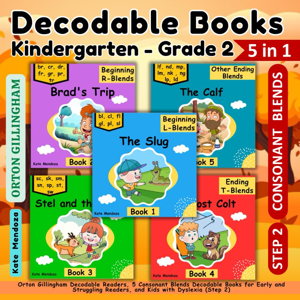 Decodable Books Kindergarten - Grade 2: Orton Gillingham Decodable Readers, 5 Consonant Blends Stories for Early and Struggling Readers, and Kids with Dyslexia (Step 2) (Decodable Books Hero)