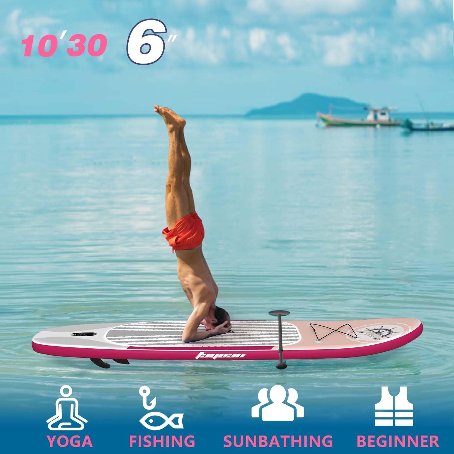 Inflatable Stand Up Paddle Board 10'6" with Durable SUP Accessories, Stable Non-Slip Deck, Safety Leash Waterproof Bag for Surfing, Travel, Outdoor Enthusiasts (Replica-RED 11'*33''*6'')