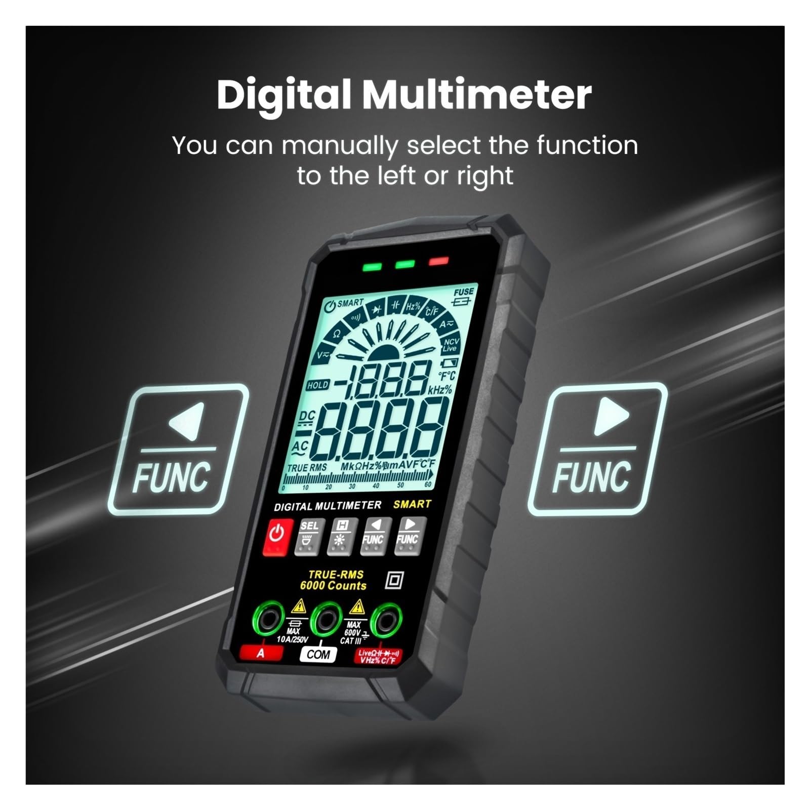 Multimetr Cyfrowy TRUE Inteligentny Automatyczny Test Zasięgu NCV Multimetro Tester AC DC Napięcie Pojemność Ohm Hz Meter Bezpieczny, Praktyczny, DokłAdny