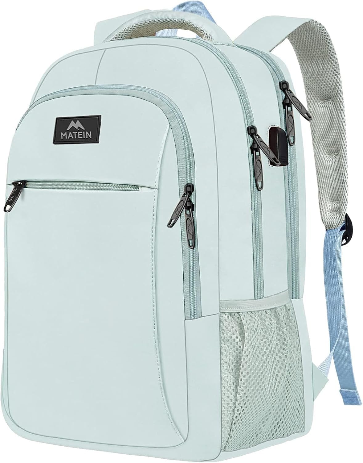MATEIN Travel Laptop Backpack, Work Bag Lightweight Laptop Bag with USB Charging Port, Anti Theft Business Backpack, Water Resistant School Rucksack Gift for Men and Women, Fits 15.6 Inch, Grey — view 11
