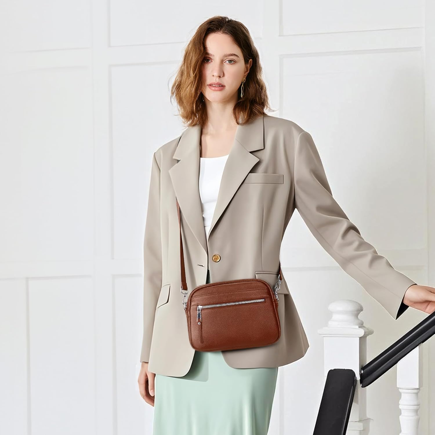 befen Genuine Leather Crossbody Bags for Women, Purses with Built in RFID Wallet Woman Camera Shoulder Bag Handbags | Genuine Leather, Built in RFID Wallet, Genuine Leather, Built in RFID Wallet - Image 2