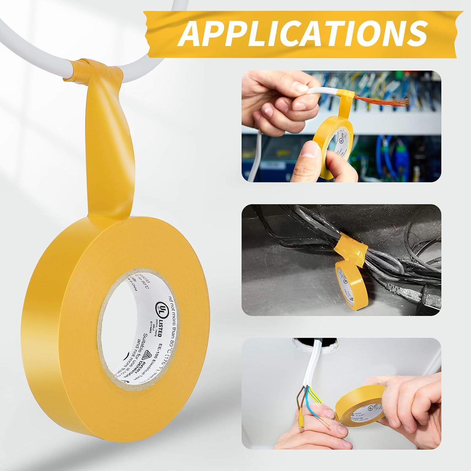 Avery Dennison Electrical Tape, General Use PVC Electric Tape, UL/CSA Listed Vinyl Tape for Electrical and Repairs, 10 Rolls ¾ in x 66 ft Green(EE-100) + 10 Rolls ¾ in x 66 ft Yellow(EE-100)