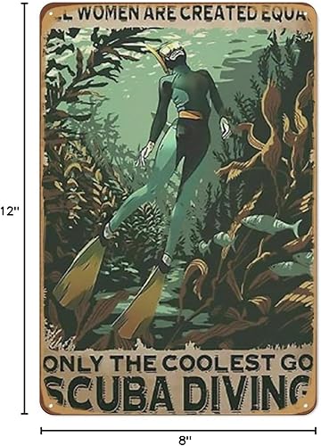 Miniatura 7 de Todas las mujeres son creadas iguales a lo más genial para ir al buceo, buceo, buceo, letrero de metal de estaño, arte de verano, para amantes del