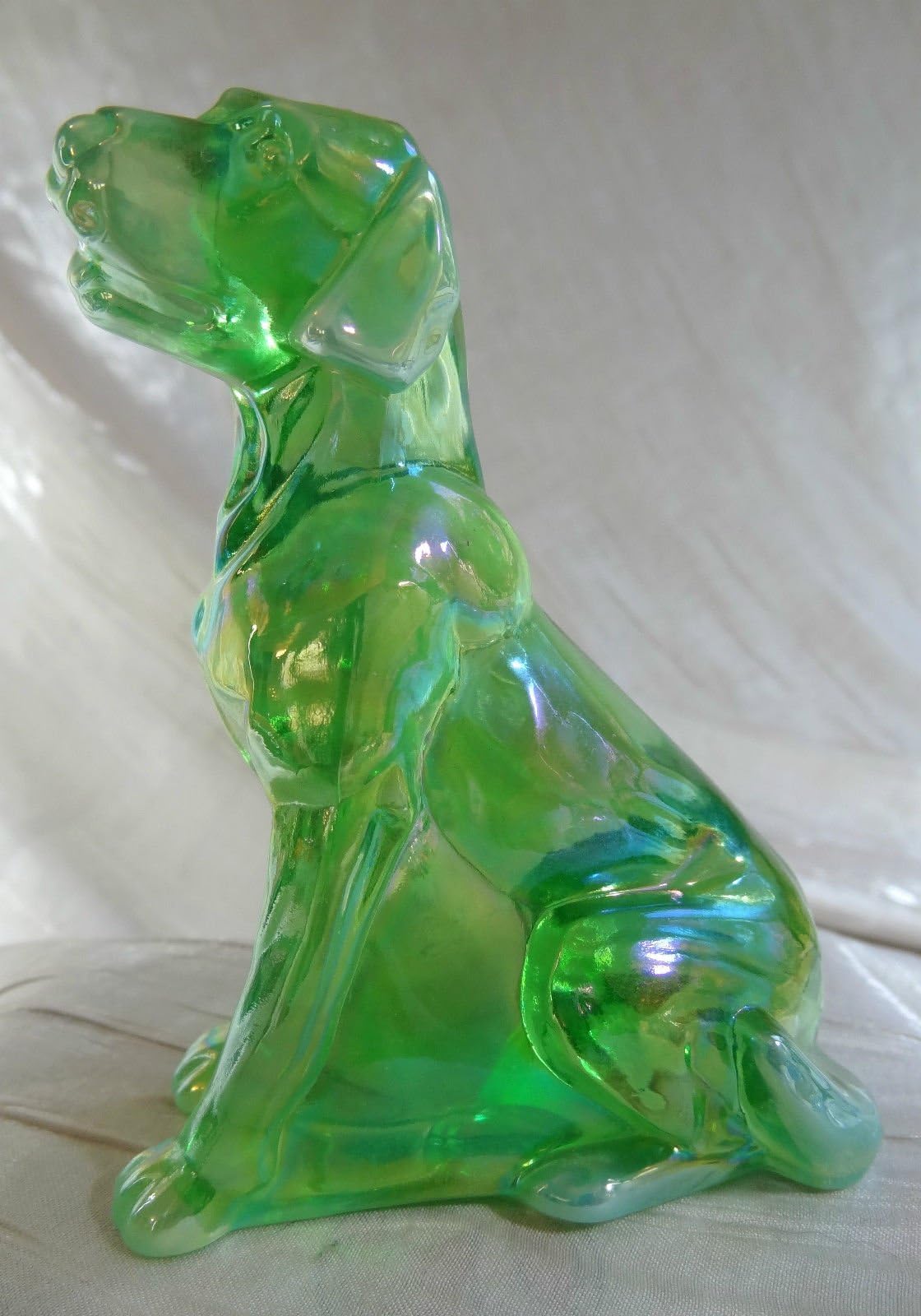 Solid Green Opalescent Glass Labrador Retriever Hand Made in Ohio