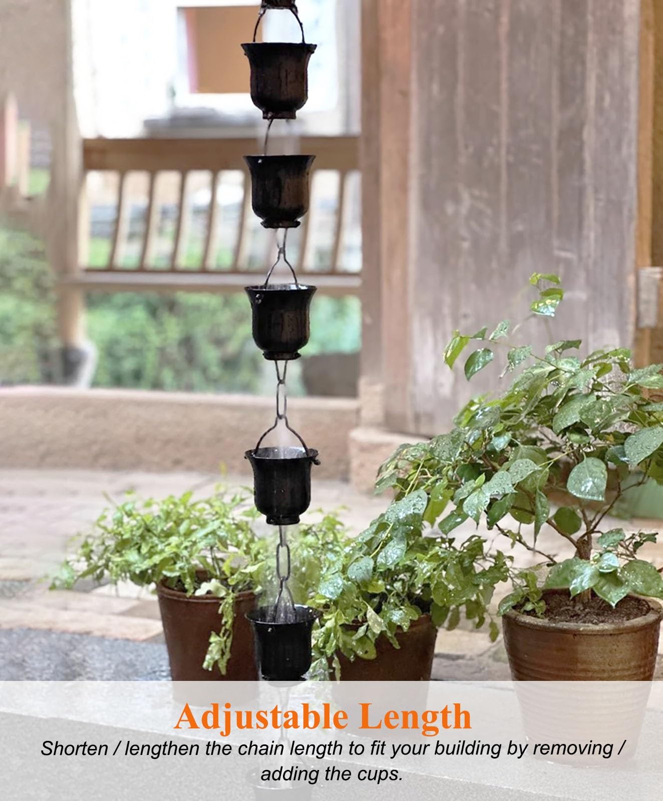Chaîne de Pluie avec coupelles en Alliage d'aluminium antirouille pour Une (Brown-2.6m (8.5ft))