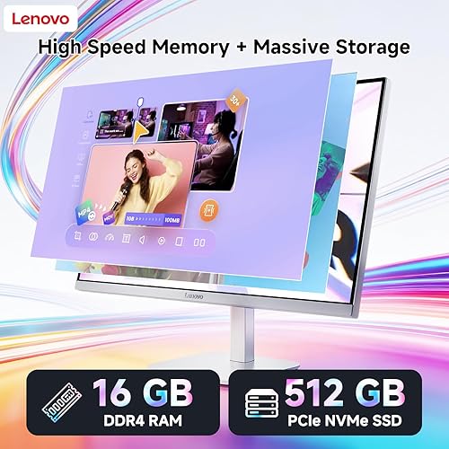 Miniatura 4 de Lenovo Computadora de escritorio todo en uno, Windows 11 Pro, 16 GB de RAM, SSD de 512 GB, pantalla IPS FHD de 23.8 pulgadas, procesador Intel N100,