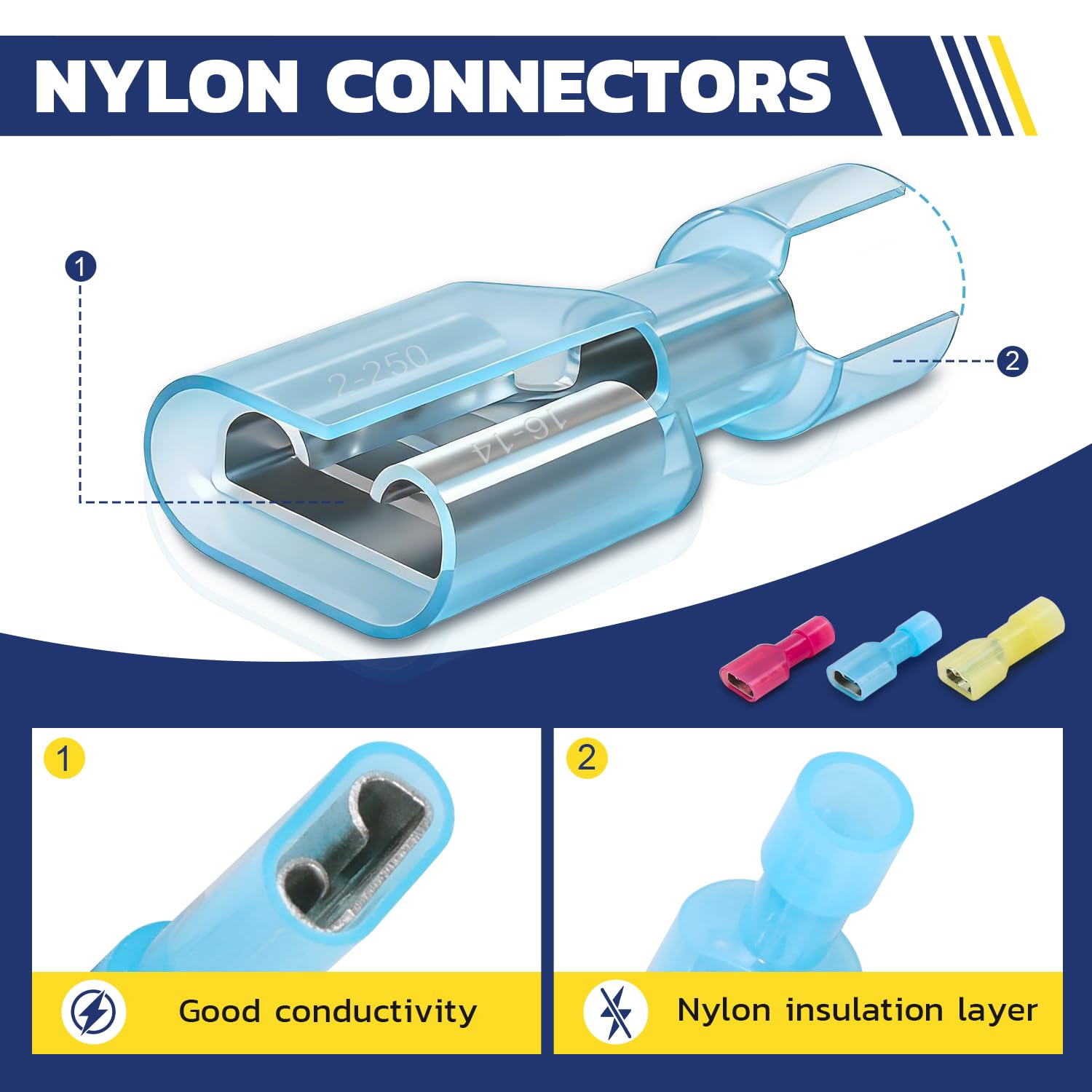 420 Nylon Spade Connectors - Reliable Electrical Wiring -3