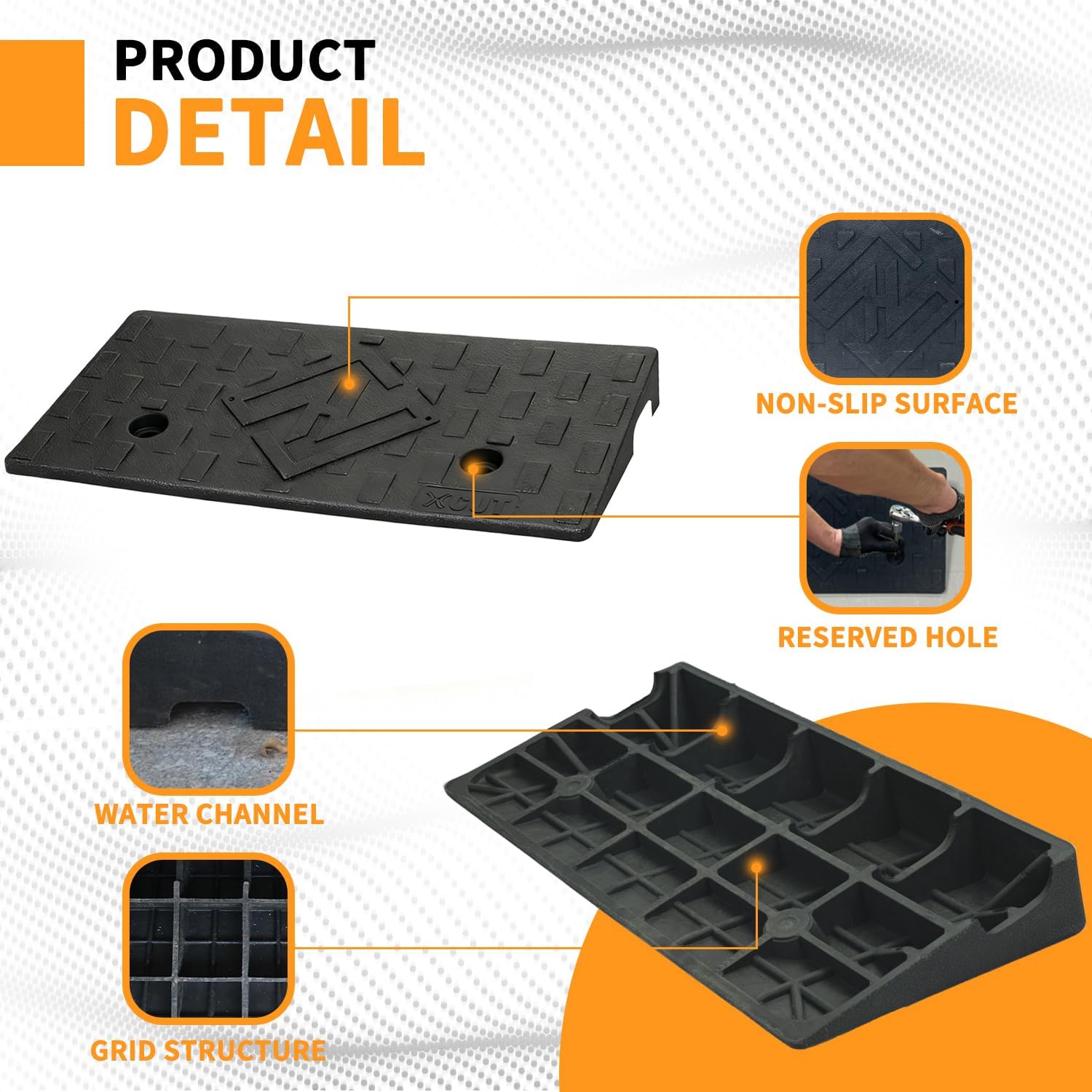 2.4" Rise 2pack Rubber Curb Ramps for Wheelchair Threshold Driveway Doorway Shed, Truck Car Motorcycle Bike Cart Lawn Mowers Angled Step Entry in Ramp, 7000lbs Heavy Duty Powersports Loading Ramp